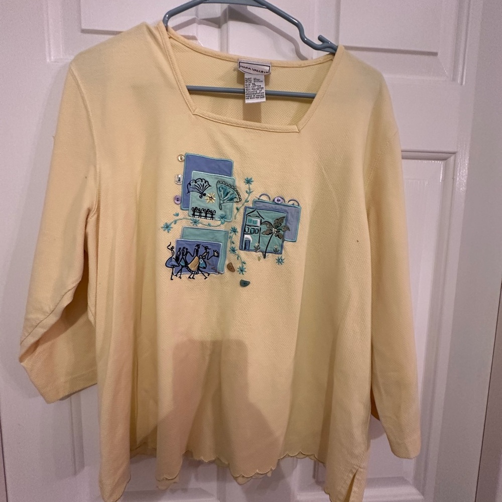 Yellow Sweater with Blue Accents
